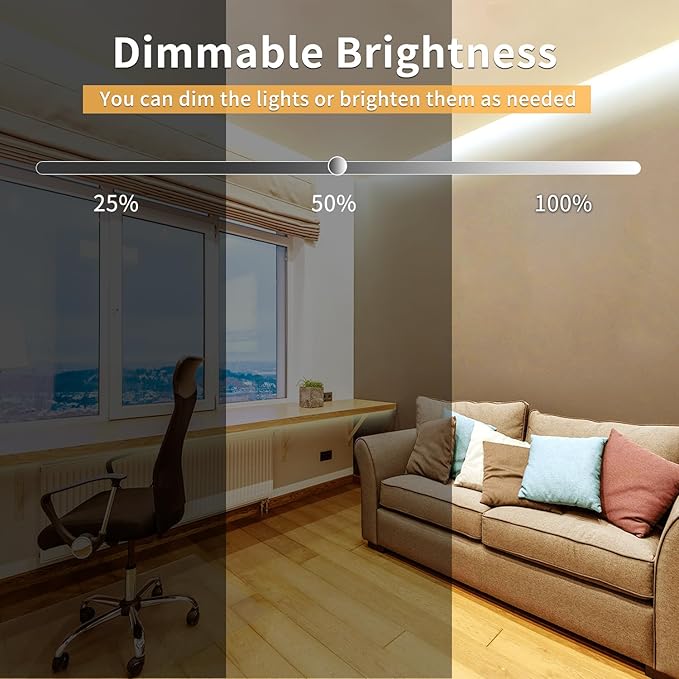 COB LED Strip Lights 100ft,3000K DC 24V Dimmable Warm White Flexible LED Rope Lights for Bedroom,with Remote and app Control LED Lights Strip for Living Room, Shelf, Cabinet(2 Rolls of 50ft)