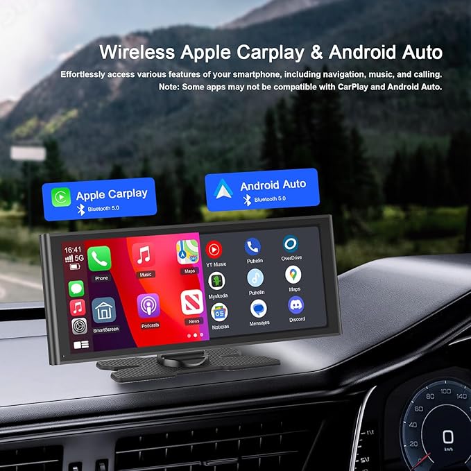 Avylet 9.26" Portable Carplay Screen for Car with Wireless Apple Car Play & Android Auto Touch Screen, OTA Upgrade, Backup Camera, Voice Control, GPS Navigation, Mirror Link, Bluetooth 5.0, FM, AUX