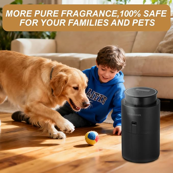 Bluetooth Waterless Diffuser, Smart Home Essential Oil Diffuser, Fragrance Coverage Up to 2,000 Sq Ft, Ideal for Home, Hotel, Office, Restaurant and Spa. (Black)