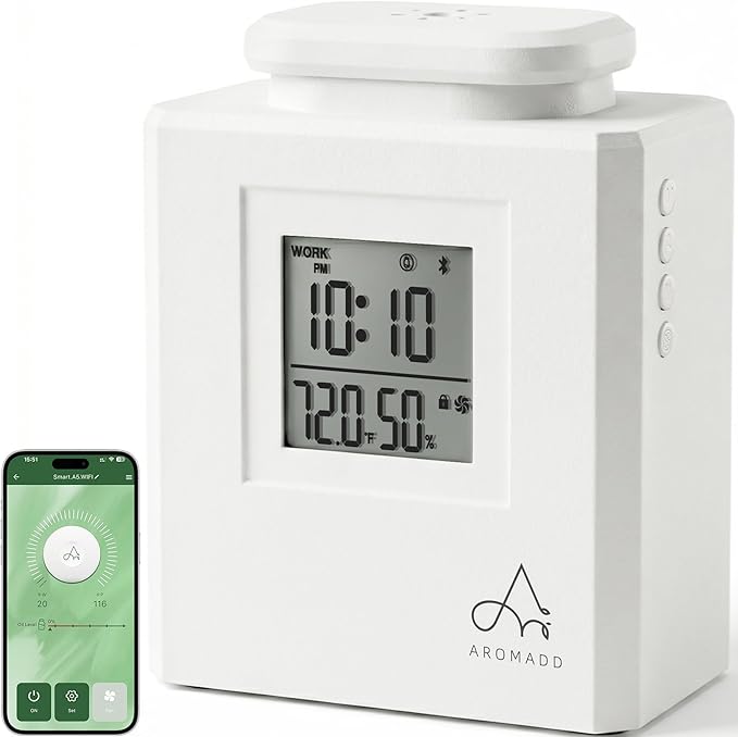 Aromadd U4 Smart HVAC Scent Diffuser for Home – 3000 Sq Ft Waterless Essential Oil Diffuser with Cold Air Tech, Whole House & Hotel Collection Scent Air Machine with Clock & Environmental Display