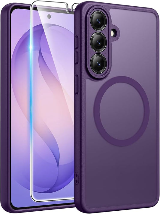 FNTCASE for Samsung Galaxy S26 Case: [Fit for Magsafe] [Full Camera Protection & Screen Protector] Translucent Matte Military Grade - Shockproof Protective Phone Cover for Samsung S 26 - Deep Purple