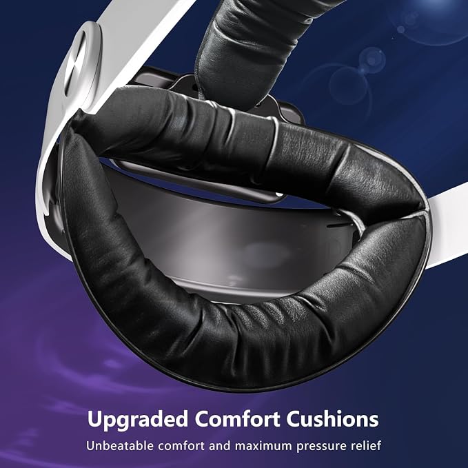 Saqico 10000mAh Dual Magnetic Battery Head Strap Compatible with Meta Oculus Quest 2/3/3S, Cool RGB Battery Pack & Easy to Replace Extend VR Playtime-Premium Comfort & Adjustable, Reduce Facial Stress