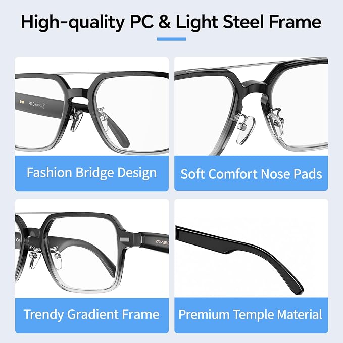 Aviator Smart Glasses for Men & Women, Audio Bluetooth Glasses, Wear Induction Power On/Off, Touch Control, Photochromic Lens, Smart Sunglasses, Music, Hands-Free Calls, UV/Blue Light Protection