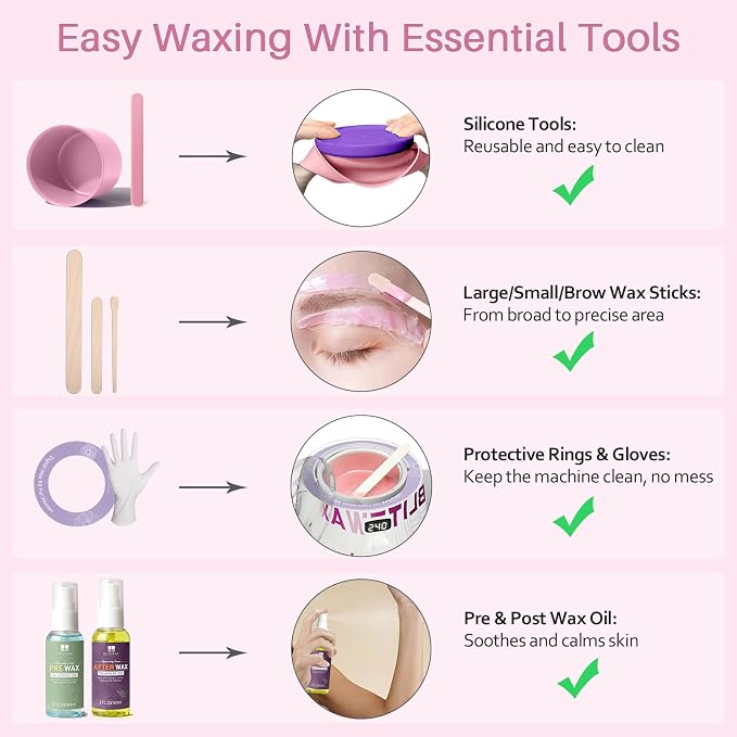 BLITZWAX Brazilian and Bikini Waxing Kit for Women, Hard Wax Warmer for Face, Legs, and Body, At Home Hair Removal Kit, Beginner Friendly, Quick Heating, Frost Reverb Digital Wax Pot