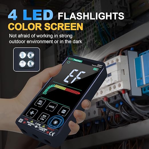 Xin Tester Digital Multimeter Smart Touch Screen Auto-Ranging 9999 Counts TRMS Rechargeable Multi Tester NCV Voltmeter Ohmmeter Tests Current Voltage Resistance Capacitance Frequency Diode Temperature