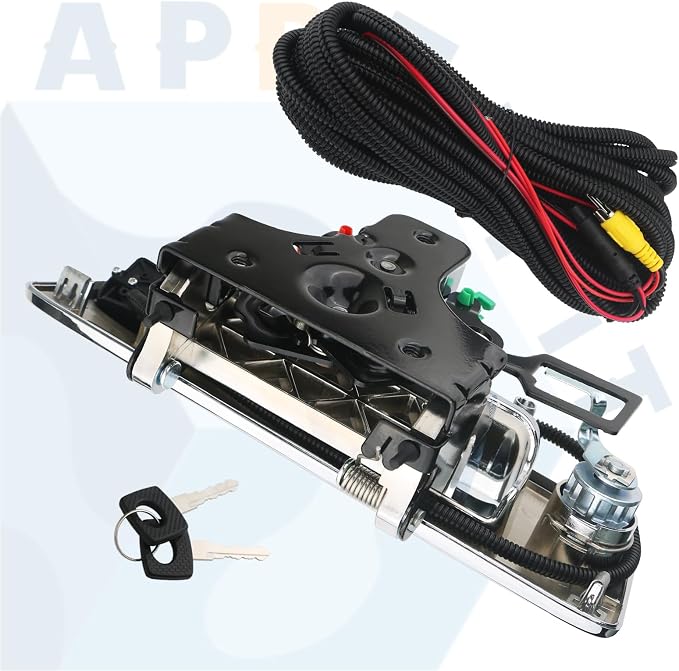 Backup Camera with Tailgate Handle & Bezel Trim & Lock Cylinder Chrome Compatible with 2007-2014 Chevrolet Chevy Silverado, GMC Sierra Truck 1500 2500 3500 Tailgate Parts