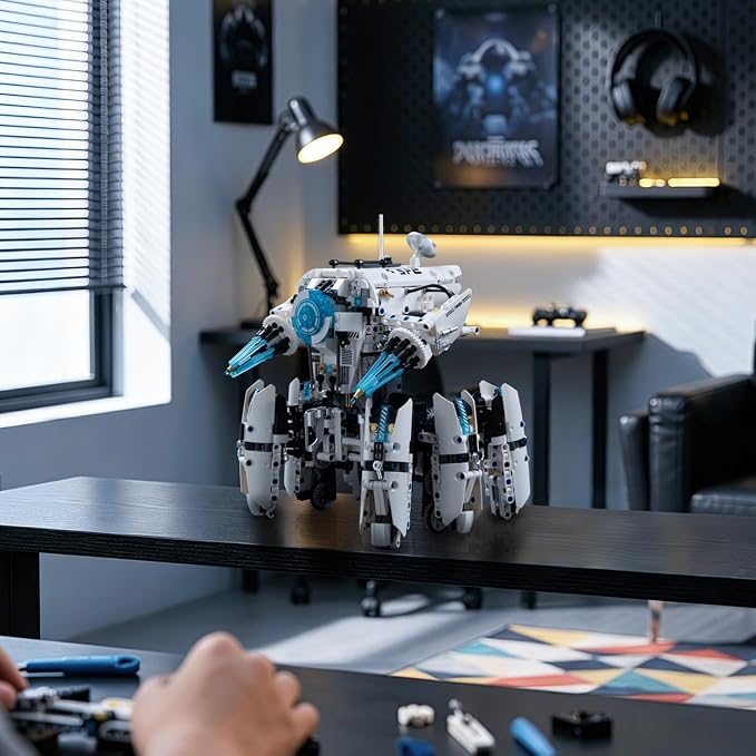 Technic RC Robot Building Set,STEM Mecha Toy Coding for Boys 8-12 | Programmable,ABS Plastic,Hexapod,Walking System,LED Cyber Lights,Remote Control＆App,Mecha Model,1406PCS,Birthday Gift