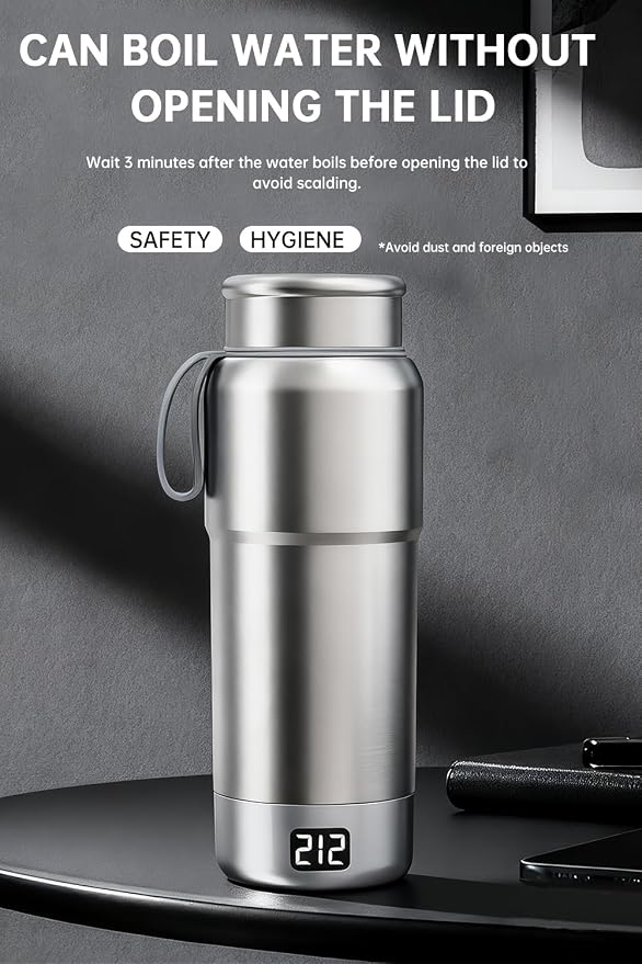 Pure Titanium Travel Kettle, 380ML Portable Electric Kettle, 12 Temp Presets, Dual Voltage 100-240V, Temp Control, Fast Boil, BPA-Free, Leak-Proof for Tea, Coffee, Baby Formula, Office & Hotel
