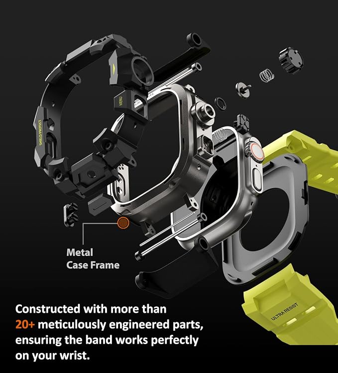 ULTIMAL Rugged Case with Band for Apple Watch 49mm,Compatible with Apple Watch Ultra 3/2/1, Military Grade Shockproof Bumper Cover for iWatch Tactical Band Men (49mm,Fluorescent Green)