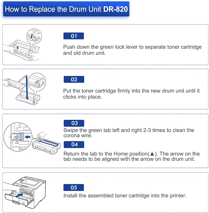 DR820 DR-820 Drum Unit DR 820 HL-L6200DW Compatible for Brother DR820 for HL-L6200DW Drum Unit MFC-L5850DW MFC-L5900DW MFC-L5700DW HL-L5200DW HLL6200DW L6200DW L5200DWT Printer 2 Pack
