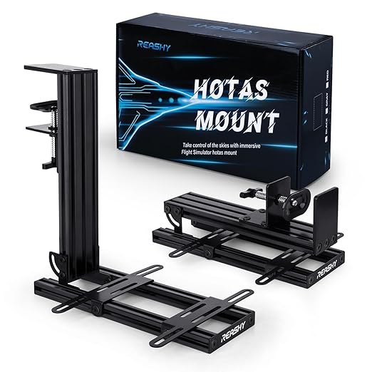 Reashy Hotas Mount, Joystick Mount, Aluminum Flight Stick Desk Mount for Logitech X56, X52, X52 Pro, Thrustmaster T.1600M, TCA, T.Flight Hotas One, 4, X, Airbus, VKB Gladiator Nxt
