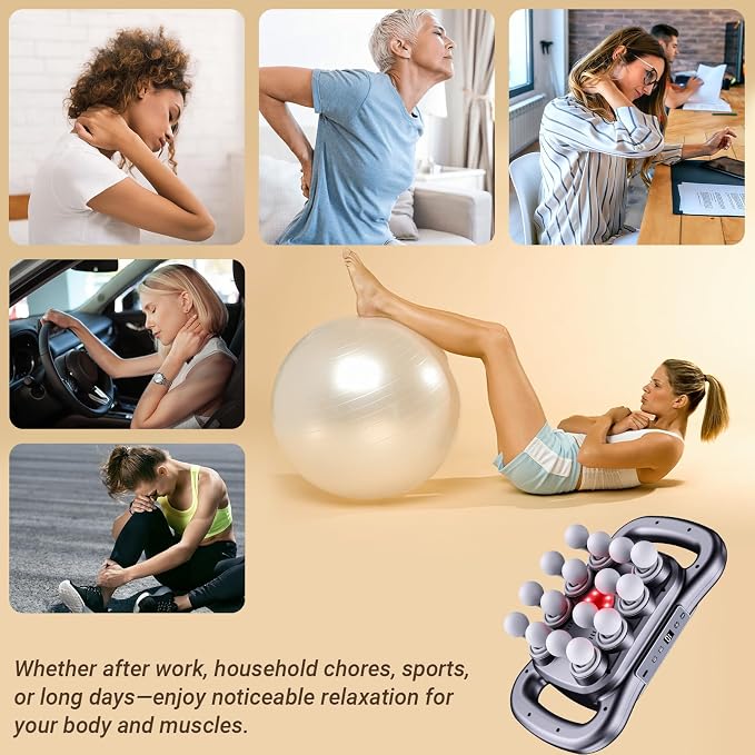 16-Head Massage Gun,2026 Upgrade Deep Tissue Percussion Massager with 9 Modes 9 Intensities, Muscle Tension Release Electric Massage Tools for Back,Shoulders,Legs,Fathers Day Gift