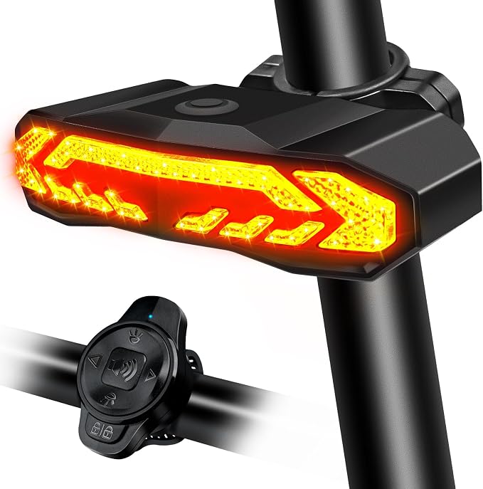 USUPERINK Turn Signals for Ebike, Bike Turn Signals, Bike Blinkers Front and Back, Bike Tail Light USB Rechargeable with Horn, IP65 Waterproof Anti-Theft Alarm, Auto On Off, for Bicycle,Ebike,Scooter