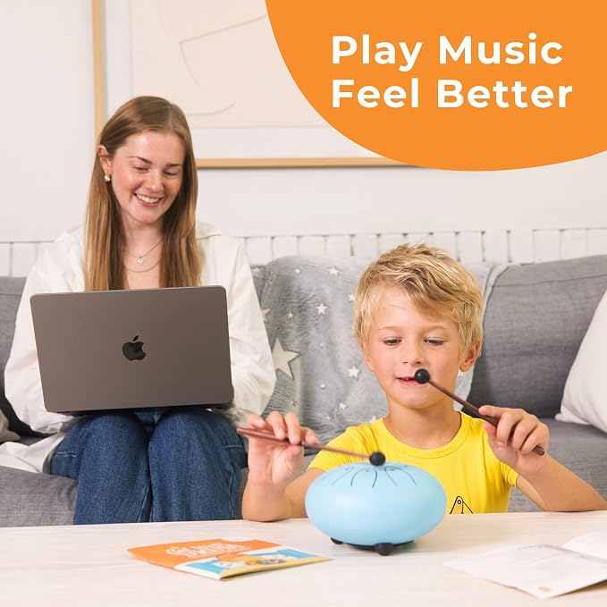 Get Well Gift for Kids | Calming Steel Tongue Drum with Songbook and Storybook | Screen-Free, Soothing, Healing Musical Activity for Children in Recovery | 6 inch 8 Notes