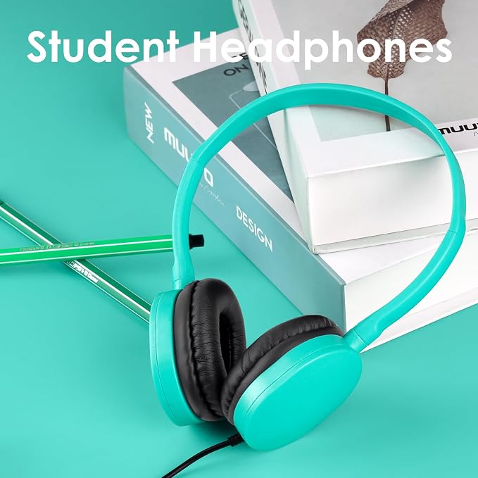 Bulk Classroom Headphones for Students Kids School 100 Pack Wholesale Headphones Class Set with 3.5mm Jack for Chromebook Laptop PC Computer (Mixed Colors)
