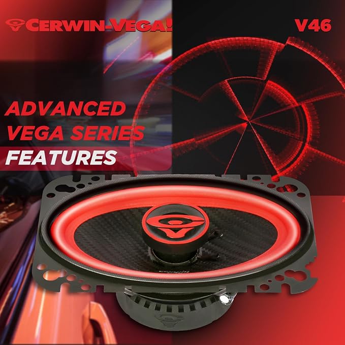 CERWIN-VEGA! V46 4"× 6" VEGA 2-Way 180 Watts 4 Ohm Coaxial Full Range Speakers(Pair)