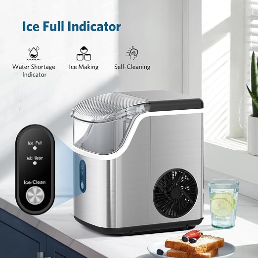 COWSAR Nugget Ice Makers Countertop Soft Chewable Pellet Ice Machine with Auto-Cleaning Function, 34Lbs/24H, Portable Ice Makers for Kitchen, Office, Home