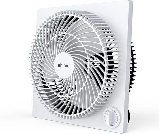 shinic 9 Inch Frameless Box Fan, 3-Speed Lightweight Window Fan with ABS Plastic Housing, ETL Listed Small Cooling Fan for Bedroom, Home Office, Kitchen, Garage