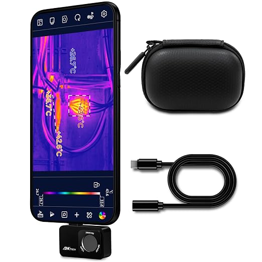Thermal Camera for Android, Thermal Imager for Smartphone, 512x384 Super IR Resolution, 256x192 IR Resolution, Infrared Camera for Home Inspection, HVAC, Automotive