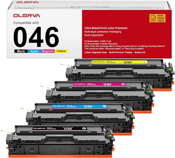 046 Toner Cartridge Mf733Cdw Toner - Replacement for Canon 046 Toner Cartridge Set 046H CRG-046 for Color Imageclass Mf733Cdw Mf731Cdw Mf735Cdw Mf654Cx Printer Ink (4 Pack, Black Cyan Magenta Yellow)