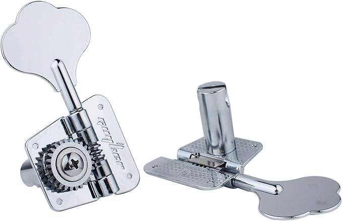 Guyker Bass Tuners (3R + 2L) - 1:20 Ratio Open Gear Tuning Key Pegs Machine Head Replacement for Electric Jazz Guitar Bass or Precision Instruments - GK530 Chrome
