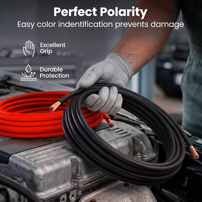 GEARit 4 Gauge Wire, CCA Electrical Wire for Automotive Power/Ground, Battery Cable, Car Audio, RV, Amp Wiring Kit, 25 Feet, Red Translucent