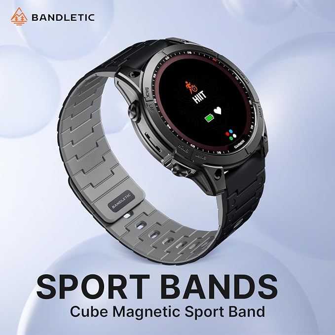 Bandletic Compatible with Garmin Fenix 6X/7X Pro Band, 26mm Quick fit Soft Silicone Magnetic Watch Band Replacement for Fenix 8 51mm/7X/6X/5X Plus/3/Instinct 2X Solar 3 50mm/Descent MK2i Smartwatches