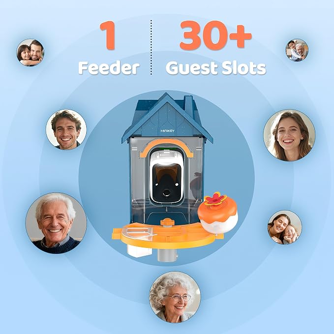 Smart Bird Feeder with Camera Outdoor Birdhouse: AI Identifies 11000+ Species, 2K HD with Arrival Alerts, Attracts Hummingbirds, Solar Powered