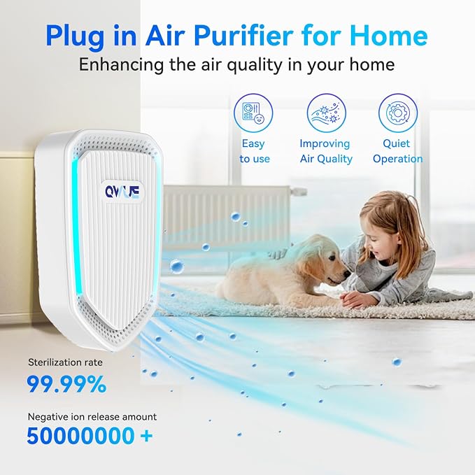 3Pack Air Ionizer Plug In, Filterless Home Negative Air Purifier, Quiet Air Freshener Portable Cleaner for Odors Smoke Dust, Air Purifiers for Home Office, Bedroom