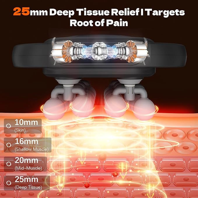 16 Head Massage Gun, Back Massager for Pain Relief, Massage Gun Deep Tissue, Time Adjustable Percussion Massager with 9 Modes 20 Intensities for Body, Shoulder, Neck, Legs, Foot, Gifts for Men/Women