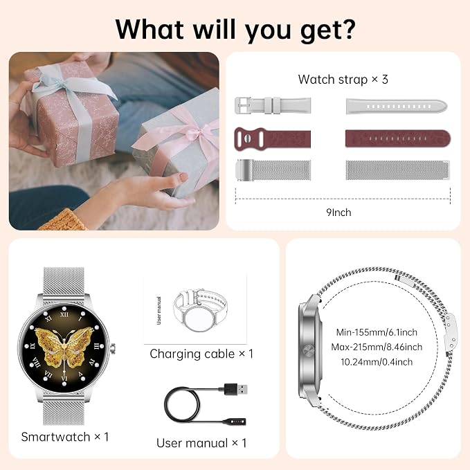 Smart Watch for Women(Answer/Make Calls), 1.27" HD Screen Fitness Tracker with Heart Rate/Sleep Monitor, 130+ Sport Modes IP68 Waterproof Activity Tracking, Smartwatch for Android iPhone with Bracelet