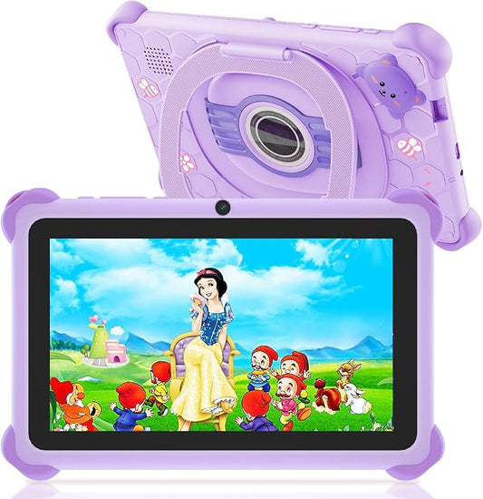 Trayoo Kids Tablet, 7 inch Tablets for Kids, 32GB Toddler Tablet with Case Included, Parental Control, Dual Camera, GMS, WiFi (Purple)