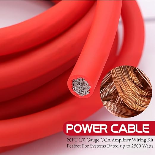 0 Gauge Dual Amp Wiring Kit Make Connections and Bring Power to Your Radio,Subwoofers and Speakers