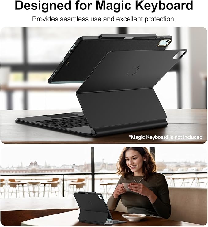 Magic Keyboard Compatible Case for iPad Air 11 inch M4 2026/M3 2025/M2 2024 with Pencil Holder for SmartKeyboard Folio Slim Back Cover,for 10.9" iPad Air 4/5/6th, (Keyboard Not Included), Black