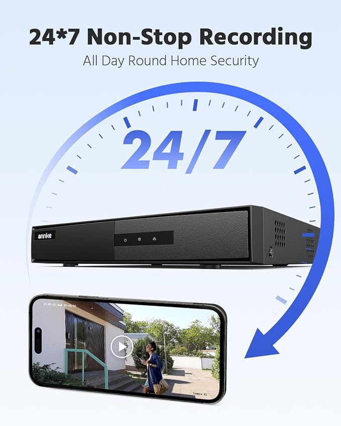 ANNKE 8 Channel DVR for Security Camera, 3K Lite Hybrid 5-in-1 CCTV Digital Video Recorder, Supports 8CH TVI/AHD/CVI/CVBS Analog and 2CH IP Cameras, 24/7 Recording for Home Surveillance, NO HDD, Black