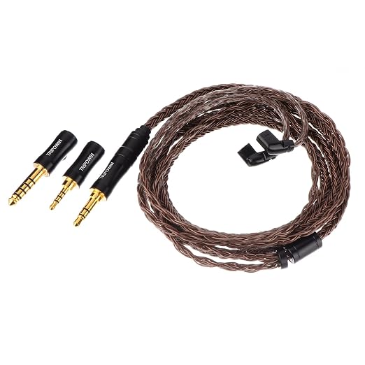 Linsoul Tripowin Amber 32AWG OFC HiFi IEM Cable with Interchangeable 2.5mm/3.5mm/4.4mm Plug, PVC Sleeve Replacement Cable for Audiophile (Recessed 2pin)