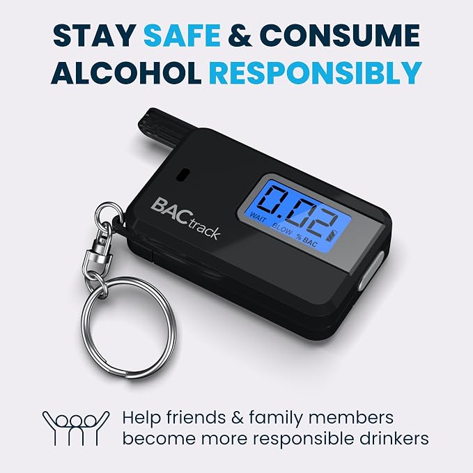 BACtrack Go Keychain Breathalyzer (Black) and 20 Breathalyzer Mouthpieces Bundle