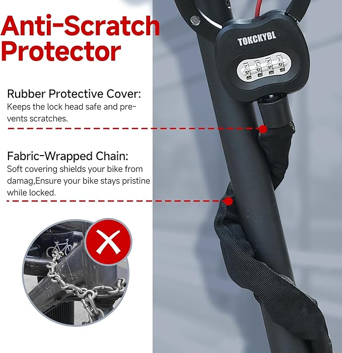 Heavy Duty Scooter Lock - 8mm Anti-Theft Chain Lock with 3 Keys, 94cm Weatherproof Security Lock for Electric Scooters, Bikes, Motorcycles
