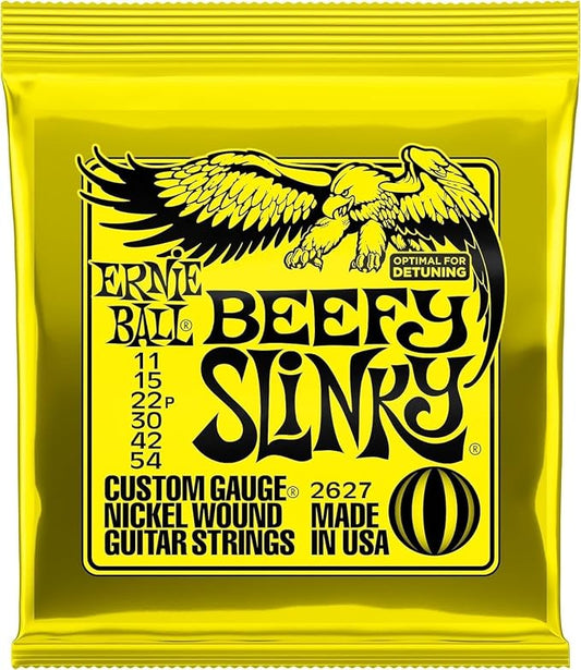 Ernie Ball Beefy Slinky Nickel Wound Electric Guitar Strings, 11-54 Gauge (P02627)