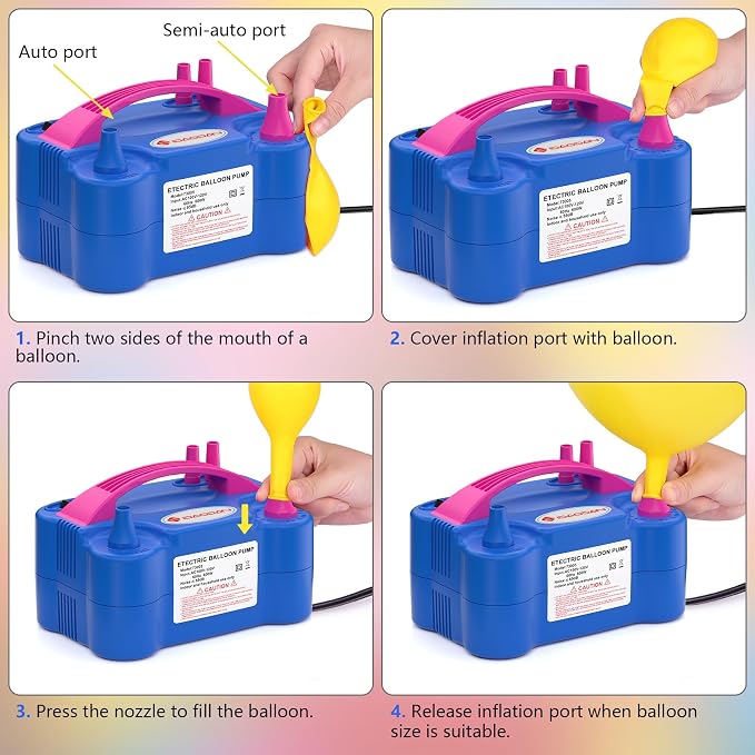 IDAODAN Electric Balloon Pump, Portable Electric Balloon Blower Machine Inflator Air Pump for Party Decorations