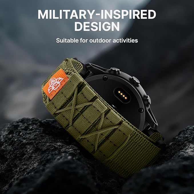 Bandletic Tactical Nylon Compatible with Garmin Fenix 7X 6X 5X Watch Band - 26mm Quick Fit Rugged Strap for Fenix 8 51mm/7X 6X Pro/5X Plus/3/3 HR/Instinct 2X Solar 3 50mm /Enduro/Quatix/Tactix/Epix