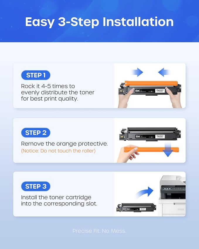 TN227 Toner Cartridge High Yield 4 Pack Compatible for Brother TN 227 TN-227 TN-227BK/C/M/Y TN223 Work for MFC-L3770CDW HL-L3270CDW MFC-L3710CDW HL-L3210CW HL-L3230CDW HL-L3290CDW Printer (BK/M/K/Y)