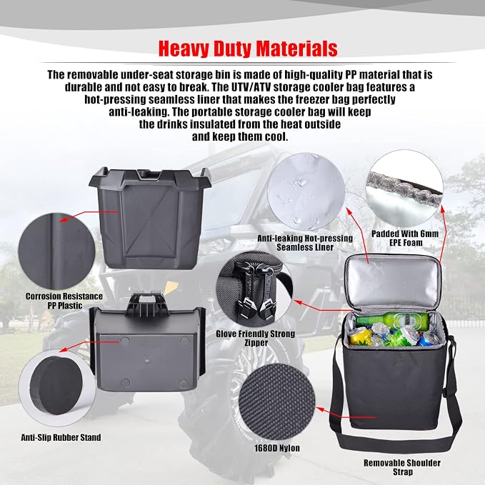 Goldfire UTV Storage Accessories,Roll Bar Storage Bags Truck Tool Organizer Bag + Removable Portable Ice Chest Cooler Groceries Bag with Straps Fit For Most UTV Models