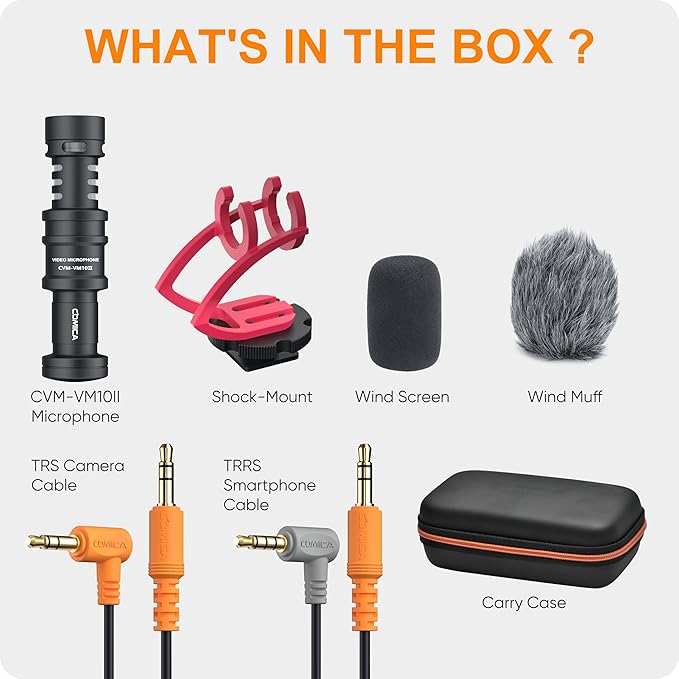 comica Camera Microphone, CVM-VM10II Directional Microphone Cardioid Shotgun Video Camcorder Microphone for Canon, Nikon, Fuji, Sony, Panasonic, Olympus DSLR Cameras, Smartphones (with Wind Muff)