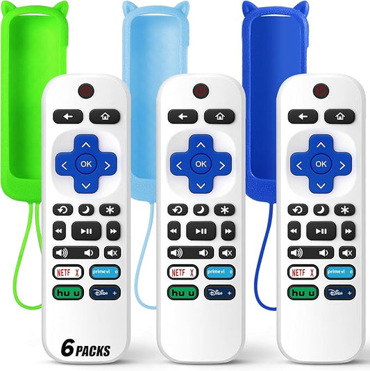 (Pack of 3) Replacement Remote Only for Roku TV with Soft Silicone Protective Cover (Glow in The Dark), Universal Remote for TCL/Onn/Hisense/Sharp/Element/Philips Roku Smart TV (Elegant White)