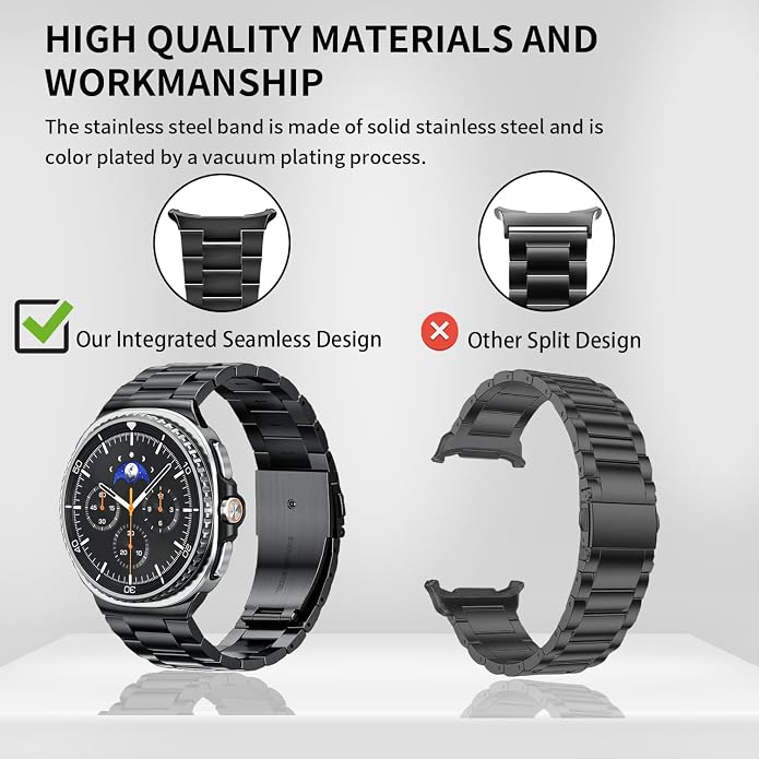 GOLDTOLUCK No Gap Stainless Steel Band Compatible with Samsung Galaxy Watch 8 7 6 5 4 Classic FE Pro Ultra 40mm 44mm 46mm 43mm 47mm 45mm 42mm Replacement Men Women Milanese Metal Elegant Casual