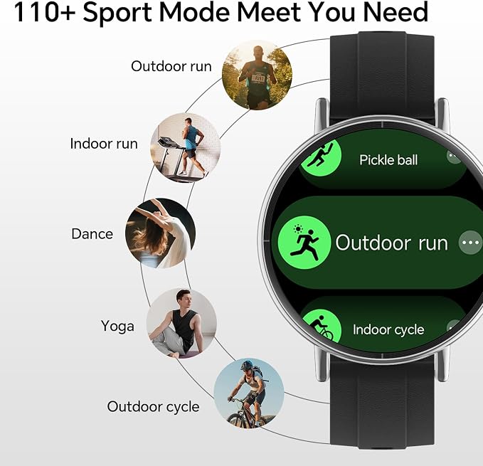 Yoever Smart Watches for Men Women,1.57"HD 43mm Smartwatch for iPhone/Samsung/Android,(Answer/Make Call),Fitness Tracker with Heart Rate/SpO2/Sleep Monitor,IP68 Waterproof,110+ Sport Mode,with 2 Bands