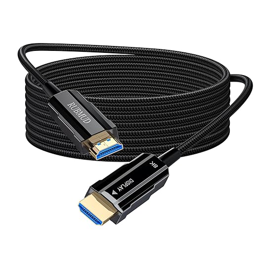 8K Long HDMI 2.1 Cable 66ft, Fiber Optic HDMI Braided Cord, High Speed Active HDMI Cable, 48Gbps, 8K@60Hz 4K@120Hz, Dynamic HDR, Dolby, HDCP 2.2&2.3, 3D, for HDTV Monitor Game Laptop Home Theatre