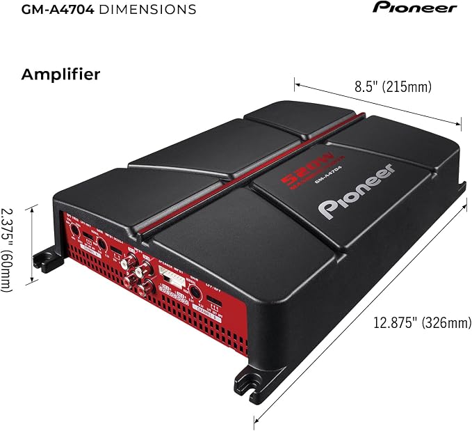 Pioneer GM-A4704 4-Channel Car Amplifier – 520W Max, Class AB, Bridgeable, Variable High-Pass Filter