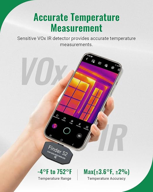 HSFTOOLS Finder S2 Android Thermal Imager,512x384 Super Resolution,256x192 IR Resolution,Thermal Camera for Andriod Phones and Tablets,Carrying Case,USB-C(Not Compatible with iPhone 15/16)
